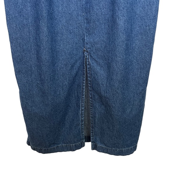 Vintage 80s 90s Denim Dress Sz‎ 10 Blue Empire Waist Zip Tie Back 100% Cotton - Picture 6 of 9